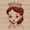 A young female character in royal attire, suitable for digital cutting or laser engraving.