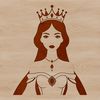 A regal female character with a crown, inspired by traditional fairy tale illustrations.