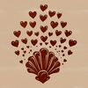 Seaside Decoration with Love Hearts A decorative seashell design featuring intricate details with love hearts, perfect for seaside themed projects.
