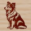Free SVG Shetland Sheepdog Clip Art A high-resolution digital illustration of a Shetland Sheepdog sitting in a relaxed pose.