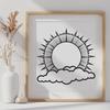 A simple illustration of the sun, suitable for various design applications.
