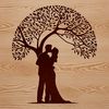 A pair of intertwined trees with hearts and leaves, symbolizing eternal love and unity.