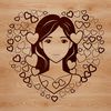 Lovable Lady Illustration A colorful illustration of a smiling female figure surrounded by love hearts.