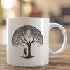 Couple in Love under a Branching Tree A stylized illustration of two figures embracing under the branches of a tree.