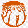 Tree of Eternal Love Symbol A pair of lovers embracing under the branches of a tree, symbolizing love and connection.
