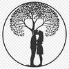 Intertwined Love SVG Illustration An intricately designed illustration of a tree with intertwined lovers sharing a romantic kiss.