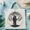 Beautiful Tree Design with Hearts A stylized illustration of a tree with intertwined branches and hearts, perfect for Valentine's Day or wedding decorations.