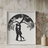Love Entwined Tree Design An SVG design of a romantic tree with leaves and roots entwined in a loving gesture, ideal for various creative projects.