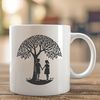 Romantic Tree Design for Crafting A vector graphic design featuring a romantic tree with embracing branches, ideal for craft projects or digital templates.