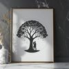 Love Entwined Tree Clip Art Design A stylized illustration of a tree with intertwined branches and roots forming a heart shape.