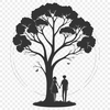Intertwined Love Blooms A stylized illustration of two intertwined lovers surrounded by foliage, suitable for Valentine's Day or wedding decorations.