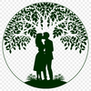 Intertwined Lovers Tree Illustration A stylized illustration of a tree with intertwined lovers, suitable for Valentine's Day or wedding decorations.