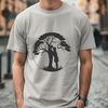 Valentine's Day Tree Silhouette Illustrated tree with intertwined lovers, suitable for Valentine's Day or wedding decorations.