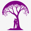 A stylized illustration of intertwined tree branches forming a heart shape, symbolizing love and unity.