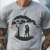 Tree of Endless Kisses SVG Design A stylized illustration of two embracing figures under the branches of a tree.