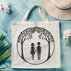 Heart-Shaped Trunk Vector Illustration An ornate vector design featuring a tree with a heart-shaped trunk, representing the connection between loved ones.