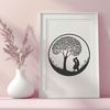 Entwined Hearts Under the Branches An illustration of a tree with entwined lovers sharing a romantic kiss under its branches.
