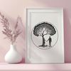 Symbolic Tree Art for Couples A vector graphic representation of a tree with two connected trunks symbolizing love and partnership.