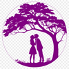 Love Beneath the Boughs SVG Art A stylized illustration of a tree with two figures embracing beneath its branches, conveying the theme of love.