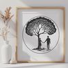 Enchanted Heart Tree Illustration A stylized illustration of intertwined branches forming the shape of a heart.