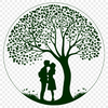 Romantic Tree Motif Vector Art An ornate vector design featuring a romantic tree motif with lovers' knot or kiss incorporated into the trunk.
