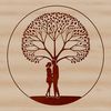 Intertwined Love Trees Illustration A stylized illustration of two intertwining trees with hearts or flowers intertwined, symbolizing love.