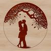 Vector Illustration of a Couple Embracing An iconic vector design of a couple embracing under the foliage of an intertwined tree, suitable for various applications.