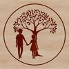 Symbolic Tree Art Illustration A stylized illustration of a tree with intertwining branches and leaves, symbolizing love and partnership.