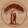 Embracing Love Under One Branch A stylized illustration of an embracing couple under a single tree branch.