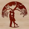 Heart Shaped Tree Branches Symbolism An illustration of intertwined tree branches forming a heart shape with leaves and flowers, symbolizing eternal love.