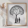 Embracing Trees Symbolism An ornate vector design featuring a pair of trees embracing each other as a symbol of eternal love.