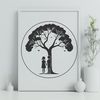 Intertwined Love Tree Icon A stylized illustration of a tree with intertwined branches forming a heart shape, suitable for Valentine's Day designs.