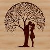 Sweetheart Tree Clip Art An elegant vector design featuring a lovers' tree, perfect for weddings and Valentine's Day celebrations.