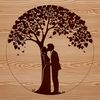 Beautiful Hand-Drawn Tree of Devotion A stylized illustration of a tree with intertwined branches and roots, representing love and connection.