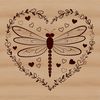 A colorful dragonfly illustration with love hearts surrounding it, suitable for vector design and clip art projects.