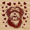 Love Heart Embellished Havanese Portrait A small Havanese dog's head with two love hearts above its eyes.