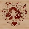 Heartfelt Female Silhouette A stylized illustration of a woman surrounded by love hearts.