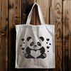 Adorable Panda Clip Art Design A cute panda bear with love hearts surrounding it, designed as a vector graphic.