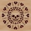Lovingly Illustrated Skull Design Illustrated skull design with heart details, suitable for various uses including tattoo designs and vector art.