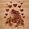 Toad with Heartfelt Surroundings A colorful illustration of a toad surrounded by love hearts.