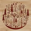 Detailed computer-generated graphic of a dense woodland landscape featuring various tree species and plants.
