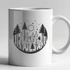 A detailed illustration of a lush forest with various trees and foliage, suitable for vector design or clip art.