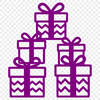 A stylized illustration of a wrapped gift with a ribbon and bow, designed as a digital vector graphic.