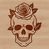 Spooky Halloween Decorations Clip Art A stylized Gothic-style skull with intricate details, suitable for Halloween designs and illustrations.