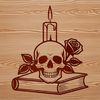 Gothic Artwork Skull Illustration A detailed illustration of a Gothic-style skull surrounded by ornate details.