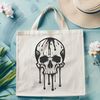 Spooky Halloween SVG Design A digital illustration of a dripping skull in gothic style, suitable for Halloween decorations.