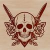 Intricate Skull Design Clip Art A stylized illustration of a skull with intricate details, suitable for crafting and design projects.