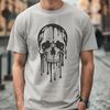 Free Vector Dripping Skull Design A graphic illustration of a dripping skull with intricate details, suitable for vector design and cutting machine projects.