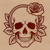 Free Vector Art: Gothic Style Skull Design Gothic-style skull illustration with a rose motif, suitable for cutting or laser engraving.