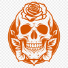 Gothic Skull Silhouette with Intricate Patterns A gothic-style skull with intricate details and ornate patterns, suitable for various designs and crafts.